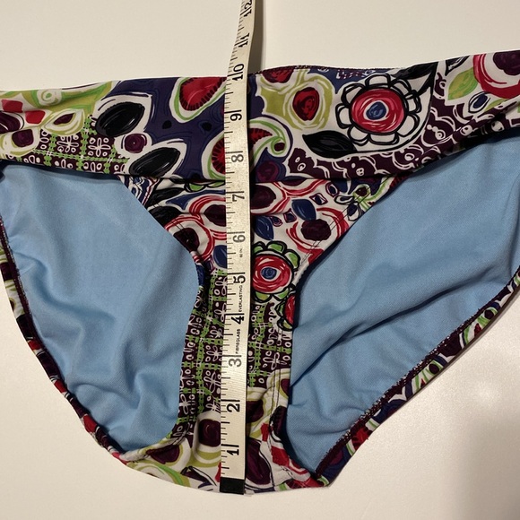 ATHLETA Paisley SWIMSUIT bikini bottoms fold down waist ruched sides size large - Picture 9 of 10